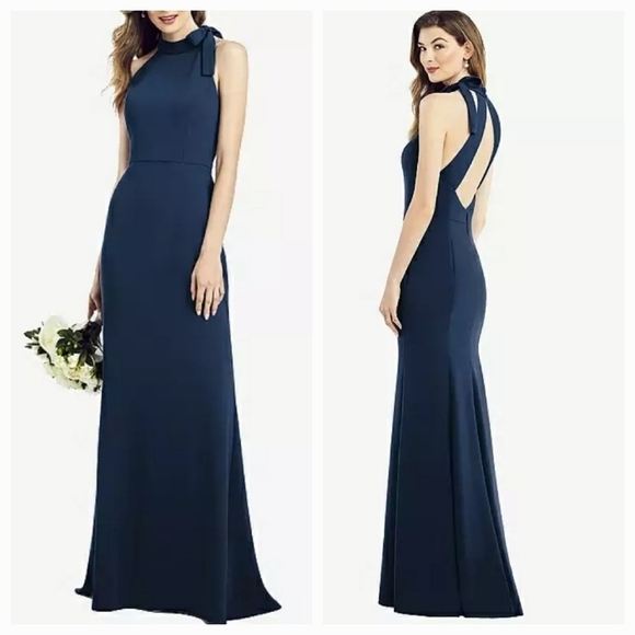After Six Dresses & Skirts - After Six Bow Neck Open Back Trumpet Gown Midnight